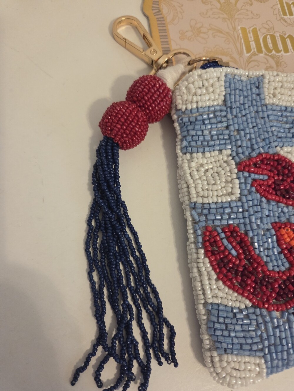 Beaded Lobster Zip Close Coin Purse Clutch Handmade NWT - Picture 3 of 5